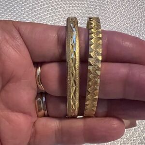 Vintage Crown Trifari M Gold-Tone Bangle Set